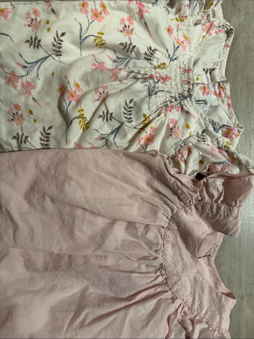 Bonpoint Cream Blouse with Pink Floral Detail
